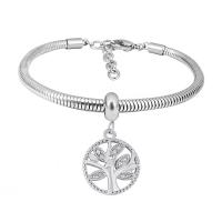Stainless Steel  European Bracelets, 316 Stainless Steel, With Pendant & Unisex, silver color .5 Inch 