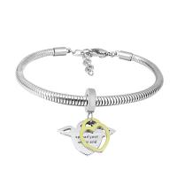 Stainless Steel  European Bracelets, 316 Stainless Steel, With Pendant & Unisex, silver color .5 Inch 