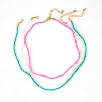 Glass Seed Beads Necklace, Zinc Alloy, with Seedbead, three pieces & fashion jewelry & for woman, multi-colored .75 Inch 
