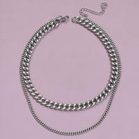 Zinc Alloy Necklace, with 1.97 extender chain, Double Layer & fashion jewelry & curb chain & for woman, original color .72 Inch 