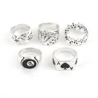Zinc Alloy Ring Set, 5 pieces & fashion jewelry & for man & enamel, original color 