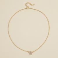 Rhinestone Zinc Alloy Necklace, with 1.97 extender chain, fashion jewelry & for woman & with rhinestone, golden Inch 