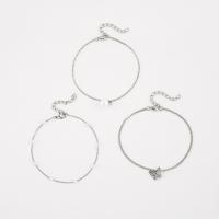 Zinc Alloy Anklet, with Plastic Pearl, three pieces & fashion jewelry & for woman, original color 
