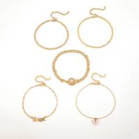 Zinc Alloy Anklet, with Resin, with 2.75 extender chain, 5 pieces & fashion jewelry & for woman, golden Inch 