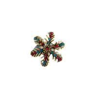 Broche de bijoux de Noël, alliage de zinc, flocon de neige, bijoux de mode & pour femme & avec zircone cubique, multicolore, 35mm, Vendu par PC