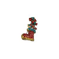 Christmas Jewelry Brooch , Zinc Alloy, Christmas Boot, fashion jewelry & for woman & with cubic zirconia, multi-colored 