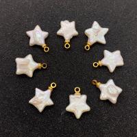 pendentif en laiton de perle d'eau douce cultivée, avec laiton, étoile, Placage de couleur d'or, bijoux de mode & DIY, blanc Vendu par PC