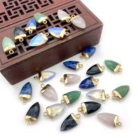 Gemstone Brass Pendants, Natural Stone, with Brass, Conical, gold color plated, DIY & faceted 