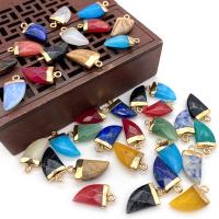 Gemstone Brass Pendants, Natural Stone, with Brass, Pepper, gold color plated, DIY & faceted 