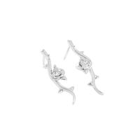 Sterling Silver Cubic Zirconia Earring, 925 Sterling Silver, micro pave cubic zirconia & for woman, silver color 