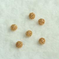 Hollow Brass Beads, Round, 14K gold plated, DIY 