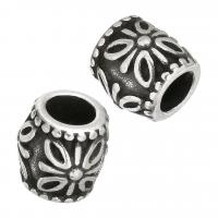 Stainless Steel Large Hole Beads, polished, with flower pattern Approx 5mm 