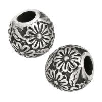 Stainless Steel Large Hole Beads, polished, with flower pattern Approx 5mm 