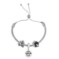 Stainless Steel  European Bracelets, 316 Stainless Steel, for woman & enamel & with rhinestone, silver color cm 