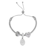 Stainless Steel  European Bracelets, 316 Stainless Steel, With Pendant & for woman & with rhinestone, silver color cm 