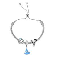 Stainless Steel  European Bracelets, 316 Stainless Steel, With Pendant & for woman, silver color cm 