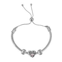 Stainless Steel  European Bracelets, 316 Stainless Steel, With Pendant & for woman & with rhinestone, silver color cm 
