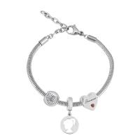 Stainless Steel  European Bracelets, 316 Stainless Steel, With Pendant & for woman, silver color cm 