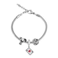 Stainless Steel  European Bracelets, 316 Stainless Steel, With Pendant & Unisex, silver color cm 