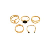 Zinc Alloy Ring Set, 5 pieces & fashion jewelry & for woman & enamel, Crystal Gold 
