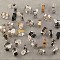 Titanium Steel Finger Ring, ring #16-22 & fashion jewelry & Unisex & with rhinestone 