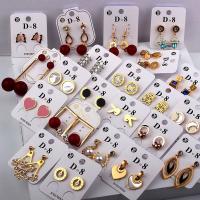 Edelstahl Tropfen Ohrring, mit Kunststoff Perlen, zufällig gesendet & Modeschmuck & Micro pave Zirkonia & Emaille, verkauft von Paar