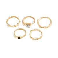 Zink-Legierung Ring Set, Zinklegierung, 5 Stück & Modeschmuck & für Frau & Emaille & mit Strass, goldfarben, verkauft von setzen