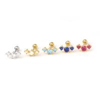 Stainless Steel Ear Piercing Jewelry, plated, fashion jewelry & micro pave cubic zirconia 0.8mm,6mm,3mm [