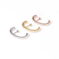 Stainless Steel Ear Piercing Jewelry, with Plastic Pearl, plated, fashion jewelry 0.8mm,6mm,3mm 