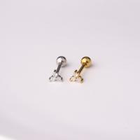 Stainless Steel Cubic Zirconia Stud Earring, plated, fashion jewelry & micro pave cubic zirconia 1.2mm,6mm,3mm 