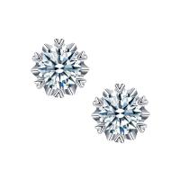 Sterling Silver Cubic Zirconia Earring, 925 Sterling Silver, Snowflake, fashion jewelry & micro pave cubic zirconia, silver color 