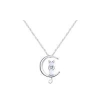 Gemstone Necklaces, 925 Sterling Silver, with Moonstone, fashion jewelry, silver color, 450mm 