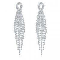 Fashion Fringe Earrings, Rhinestone, with Zinc Alloy, for woman, silver color 