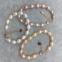 Bracelets de perles En alliage de zinc , perle d'eau douce cultivée, avec alliage de zinc, pour femme, plus de couleurs à choisir Environ 7.6 pouce, Vendu par PC