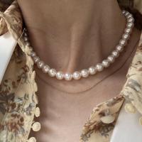 Natural Freshwater Pearl Necklace, with Zinc Alloy, with 3.15 inch extender chain, gold color plated & for woman, white Approx 14.57 Inch 