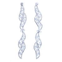 Zinc Alloy Rhinestone Drop Earring, with Zinc Alloy, silver color plated & for woman, 110mm 