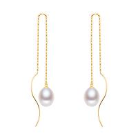 Sterling Silver Thread Through Earrings, 925 Sterling Silver, with Freshwater Pearl, plated & for woman 