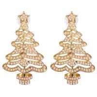Christmas Earrings, Zinc Alloy, with Plastic Pearl, Christmas Tree, for woman & with rhinestone 