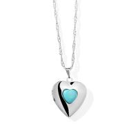 Fashion Locket Necklace, Zinc Alloy, with turquoise & Shell, with 1.97inch extender chain, Heart, plated, with photo locket & for woman Approx 15.75 Inch 