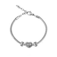Stainless Steel  European Bracelets, 316 Stainless Steel, Unisex & with rhinestone, silver color cm 
