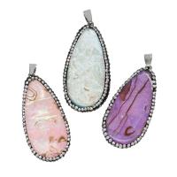 Agate Brass Pendants, with Rhinestone Clay Pave & Agate 