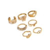 Zink-Legierung Ring Set, Zinklegierung, 7 Stück & Modeschmuck & für Frau & Emaille & mit Strass, goldfarben, verkauft von setzen