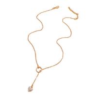 collier de Stras en alliage Zinc, alliage de zinc, avec 1.97 chaînes de rallonge, d’autres effets & bijoux de mode & pour femme & avec strass, doré .11 pouce, Vendu par PC