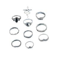 Zink-Legierung Ring Set, Zinklegierung, 10 Stück & Modeschmuck & für Frau & Emaille, originale Farbe, verkauft von setzen