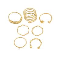 Zinc Alloy Ring Set, 7 pieces & fashion jewelry & for woman & with rhinestone, golden 