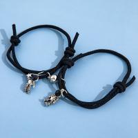 Fashion Zinc Alloy Bracelets, with Nylon Cord, 2 pieces & fashion jewelry & for woman, black .02 Inch 