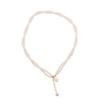 Natural Freshwater Pearl Necklace, Zinc Alloy, with Plastic Pearl, gold color plated, fashion jewelry, golden cm 