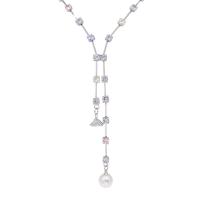collier de Stras en alliage Zinc, alliage de zinc, avec perle de plastique, bijoux de mode & avec strass cm, Vendu par PC