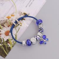 Zinc Alloy European Bracelets, with PU Leather, fashion jewelry & for woman & with rhinestone Approx 9.45 Inch 