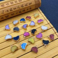 Crystal Brass Pendants, with Brass, Moon, gold color plated, imitation druzy quartz 